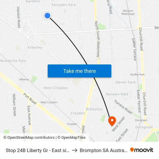 Stop 24B Liberty Gr - East side to Brompton SA Australia map