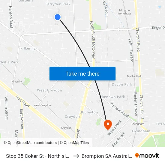 Stop 35 Coker St - North side to Brompton SA Australia map