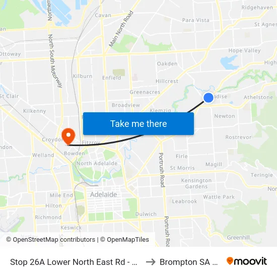 Stop 26A Lower North East Rd - South East side to Brompton SA Australia map