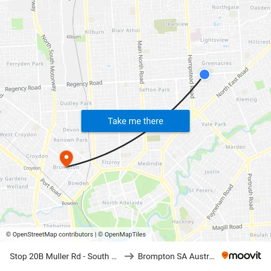Stop 20B Muller Rd - South side to Brompton SA Australia map