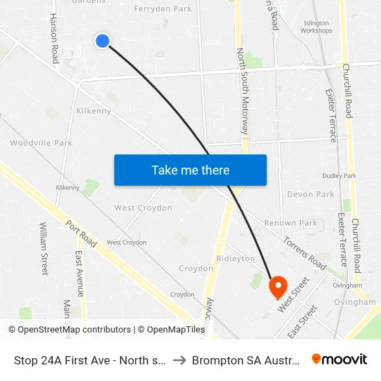 Stop 24A First Ave - North side to Brompton SA Australia map