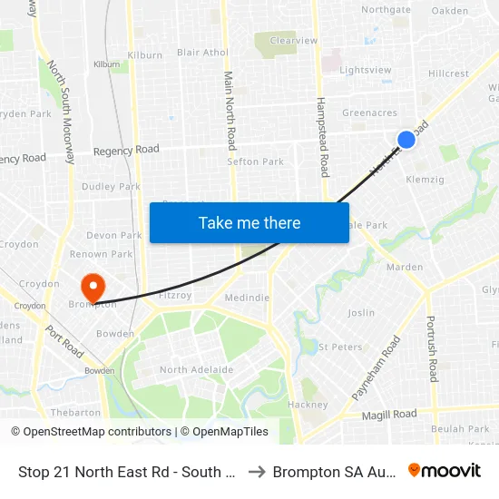 Stop 21 North East Rd - South East side to Brompton SA Australia map