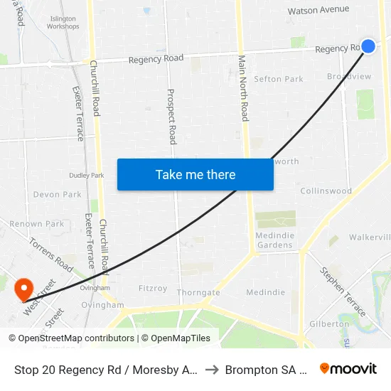 Stop 20 Regency Rd / Moresby Ave - South side to Brompton SA Australia map