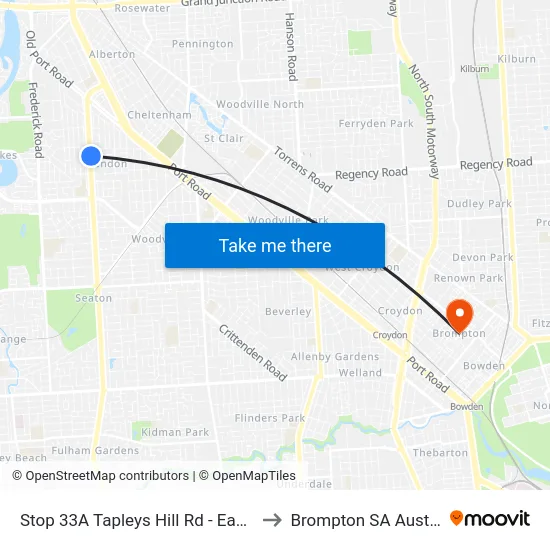 Stop 33A Tapleys Hill Rd - East side to Brompton SA Australia map