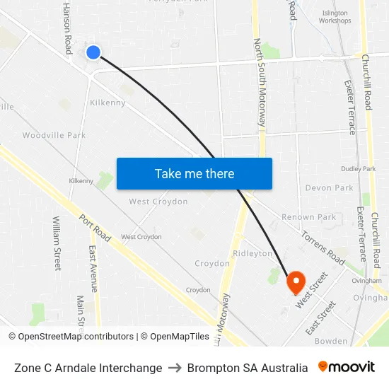 Zone C Arndale Interchange to Brompton SA Australia map