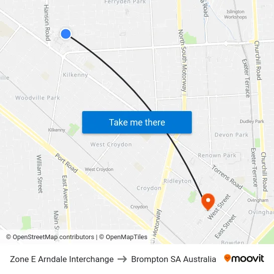 Zone E Arndale Interchange to Brompton SA Australia map