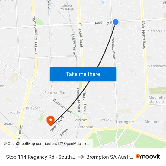 Stop 114 Regency Rd - South side to Brompton SA Australia map