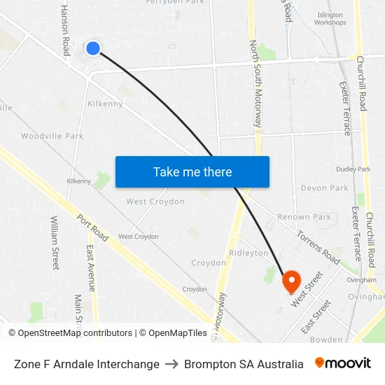 Zone F Arndale Interchange to Brompton SA Australia map