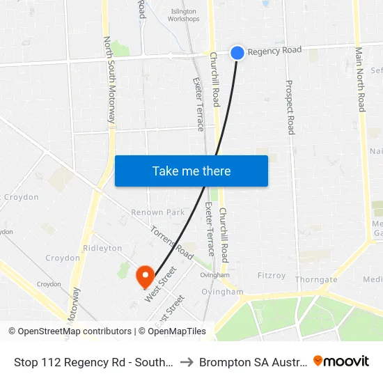 Stop 112 Regency Rd - South side to Brompton SA Australia map