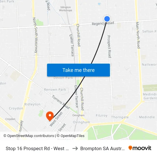 Stop 16 Prospect Rd - West side to Brompton SA Australia map
