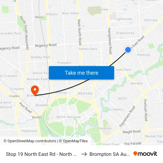 Stop 19 North East Rd - North West side to Brompton SA Australia map