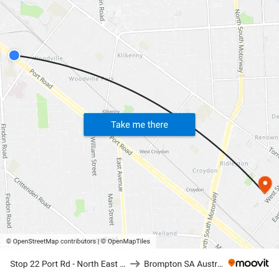 Stop 22 Port Rd - North East side to Brompton SA Australia map