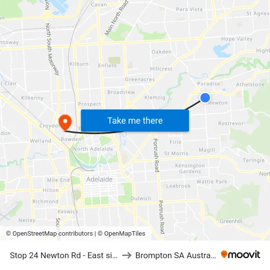 Stop 24 Newton Rd - East side to Brompton SA Australia map