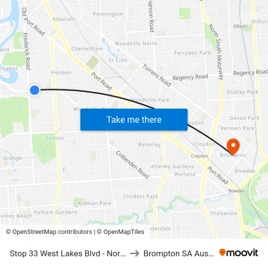 Stop 33 West Lakes Blvd - North side to Brompton SA Australia map