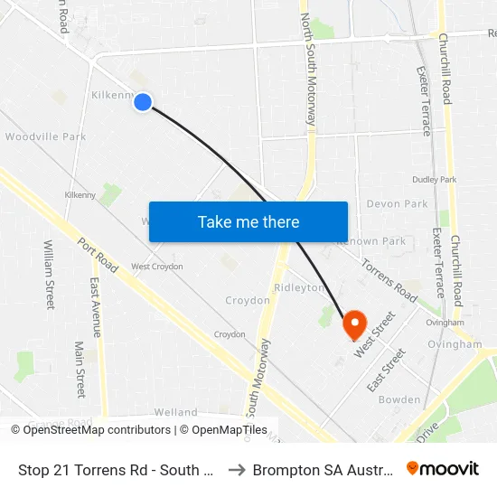 Stop 21 Torrens Rd - South side to Brompton SA Australia map