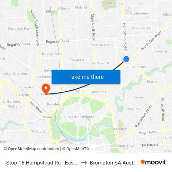 Stop 16 Hampstead Rd - East side to Brompton SA Australia map
