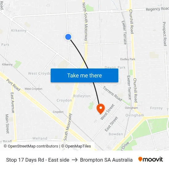 Stop 17 Days Rd - East side to Brompton SA Australia map