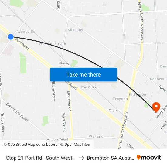 Stop 21 Port Rd - South West side to Brompton SA Australia map