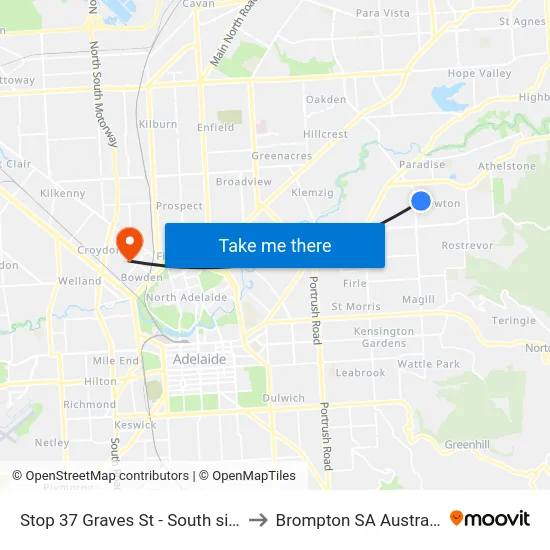 Stop 37 Graves St - South side to Brompton SA Australia map