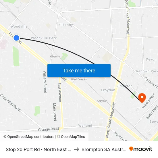 Stop 20 Port Rd - North East side to Brompton SA Australia map