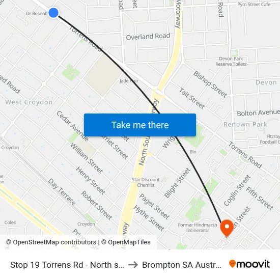 Stop 19 Torrens Rd - North side to Brompton SA Australia map