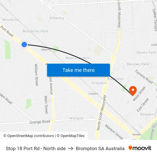 Stop 18 Port Rd - North side to Brompton SA Australia map