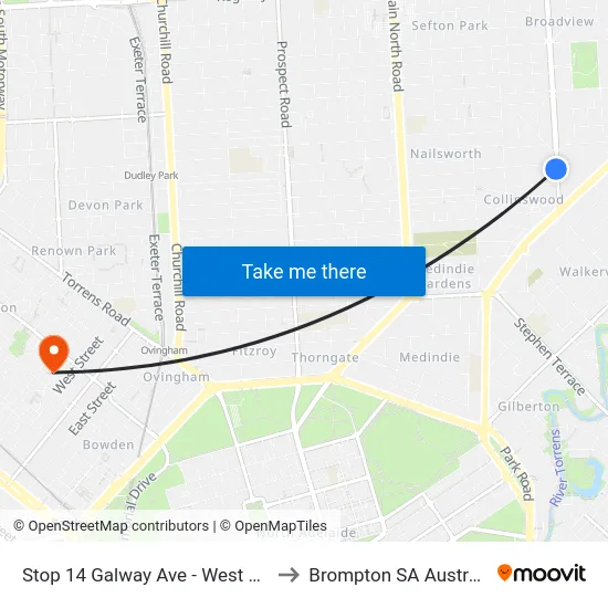 Stop 14 Galway Ave - West side to Brompton SA Australia map