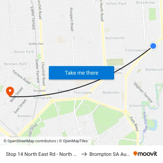 Stop 14 North East Rd - North West side to Brompton SA Australia map