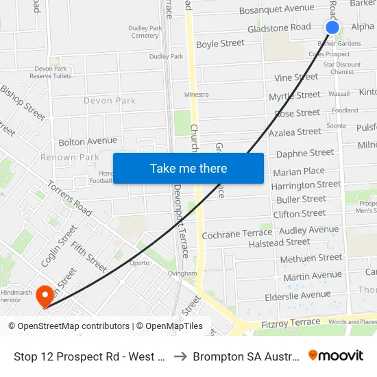 Stop 12 Prospect Rd - West side to Brompton SA Australia map