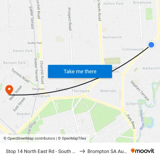 Stop 14 North East Rd - South East side to Brompton SA Australia map