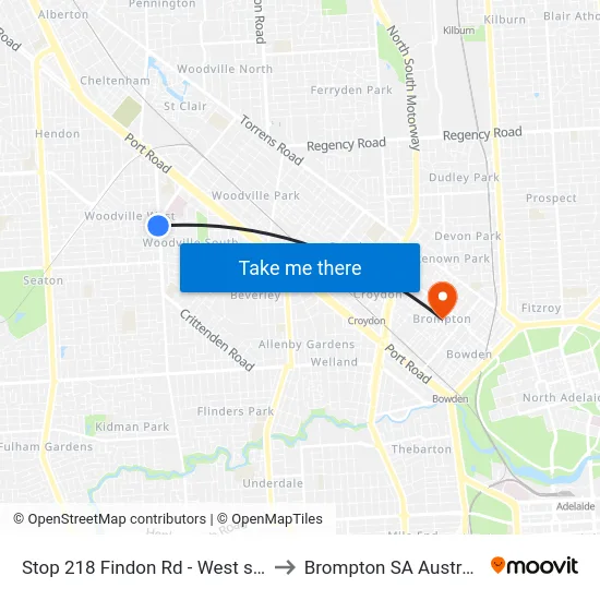 Stop 218 Findon Rd - West side to Brompton SA Australia map
