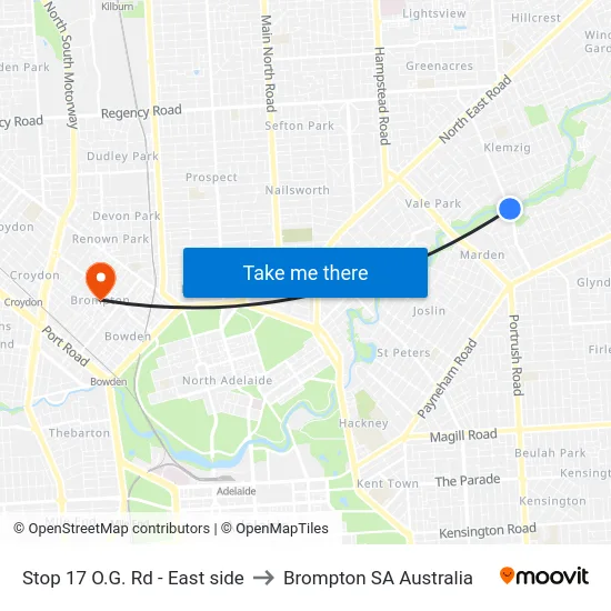 Stop 17 O.G. Rd - East side to Brompton SA Australia map