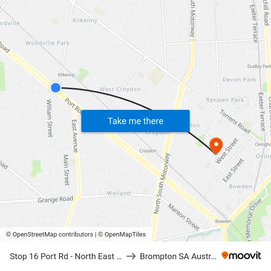 Stop 16 Port Rd - North East side to Brompton SA Australia map