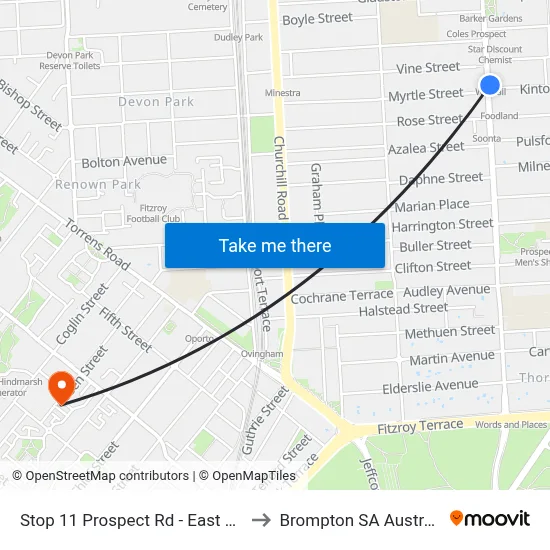Stop 11 Prospect Rd - East side to Brompton SA Australia map