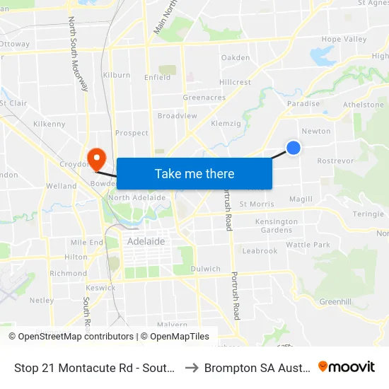 Stop 21 Montacute Rd - South side to Brompton SA Australia map