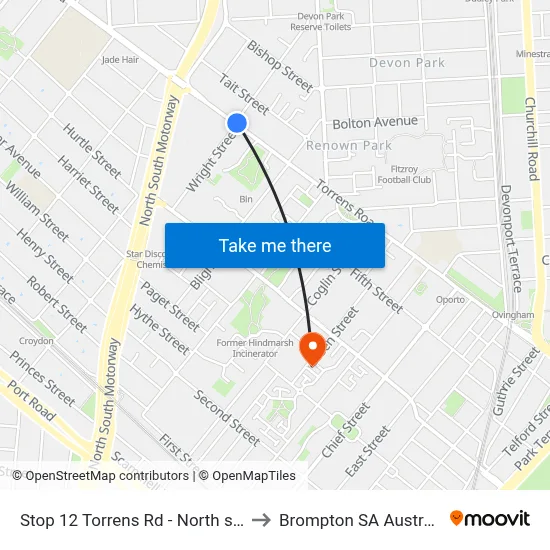 Stop 12 Torrens Rd - North side to Brompton SA Australia map