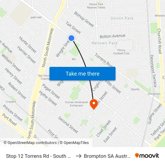 Stop 12 Torrens Rd - South side to Brompton SA Australia map