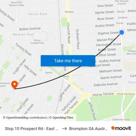 Stop 10 Prospect Rd - East side to Brompton SA Australia map
