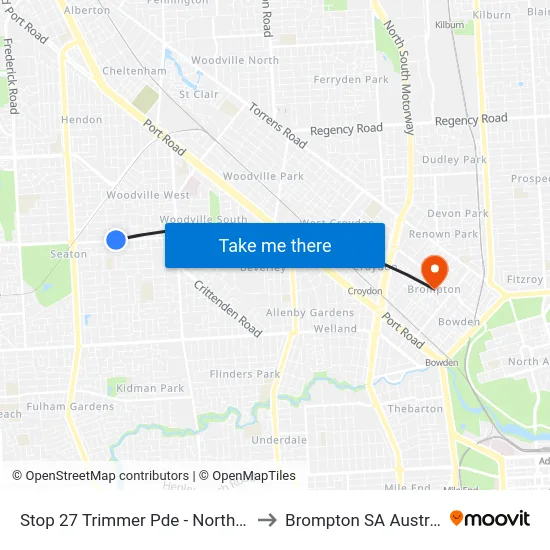 Stop 27 Trimmer Pde - North side to Brompton SA Australia map