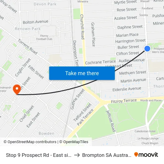 Stop 9 Prospect Rd - East side to Brompton SA Australia map