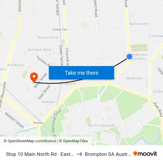 Stop 10 Main North Rd - East side to Brompton SA Australia map