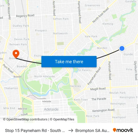 Stop 15 Payneham Rd - South East side to Brompton SA Australia map
