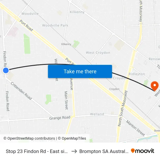 Stop 23 Findon Rd - East side to Brompton SA Australia map