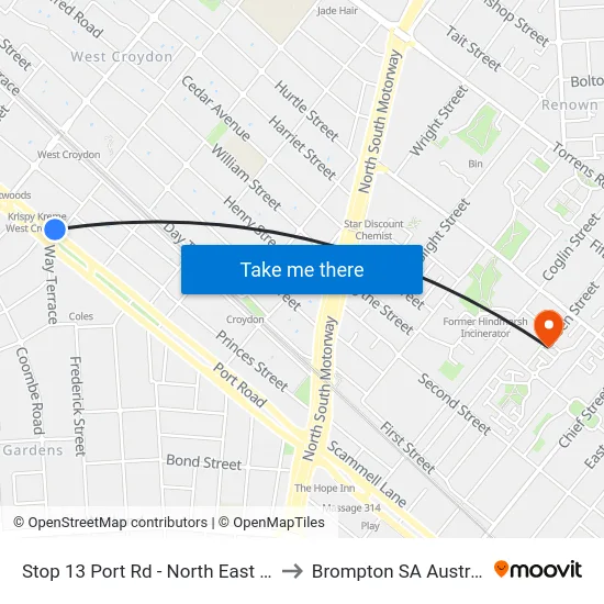 Stop 13 Port Rd - North East side to Brompton SA Australia map