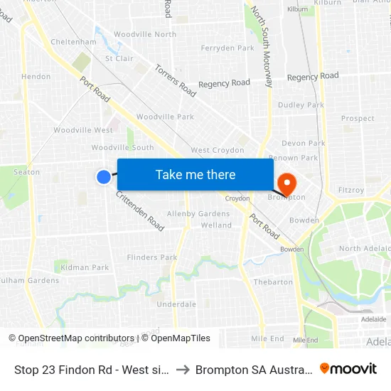 Stop 23 Findon Rd - West side to Brompton SA Australia map