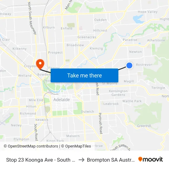 Stop 23 Koonga Ave - South side to Brompton SA Australia map