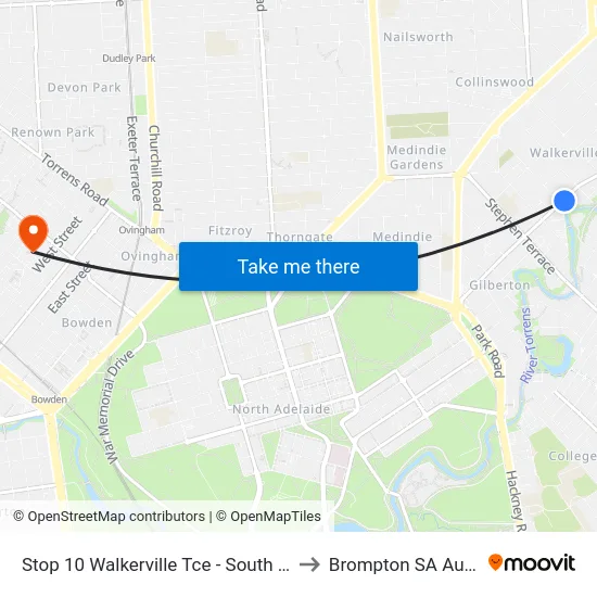 Stop 10 Walkerville Tce - South East side to Brompton SA Australia map