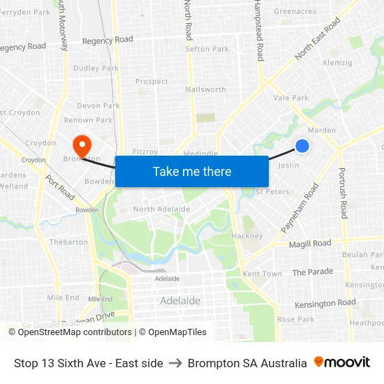 Stop 13 Sixth Ave - East side to Brompton SA Australia map