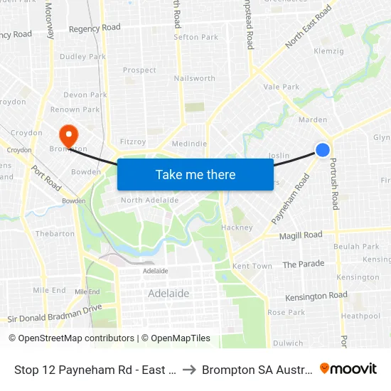 Stop 12 Payneham Rd - East side to Brompton SA Australia map