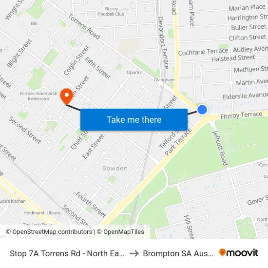 Stop 7A Torrens Rd - North East side to Brompton SA Australia map